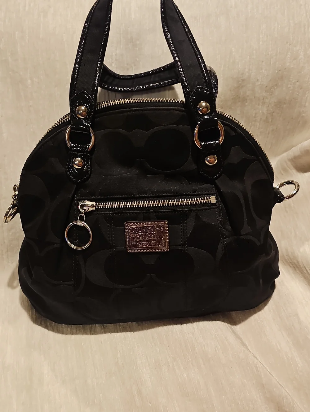 Coach | Bags | Coach Black Signature Poppy Dome Satchel  display picture 2